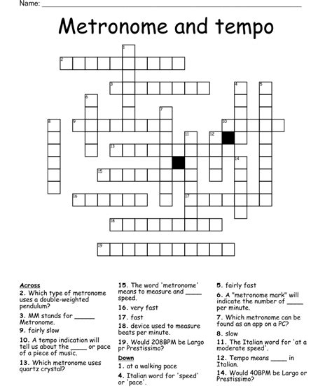 Metronome and tempo Crossword - WordMint