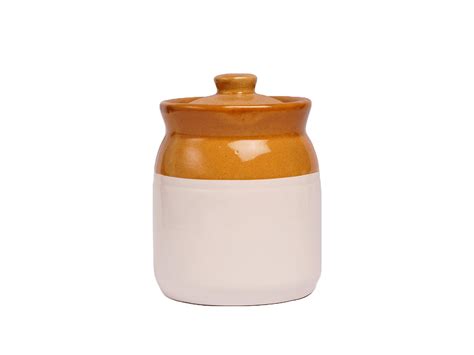 LOCALKALA Local Kala's Ceramic Achaar/Pickle Barni/Jar/Martban with Lid ...