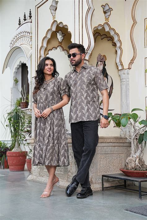 Couple Style Combo – Jaipuri Handblock Cotton Dress & Shirt Set – House ...