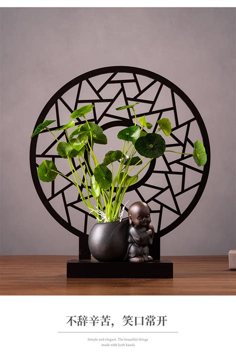 新中式花瓶装饰品小摆件现代中式客厅电视柜创意家居禅意装饰摆设-绿植-2021美间（软装设计采购助手）