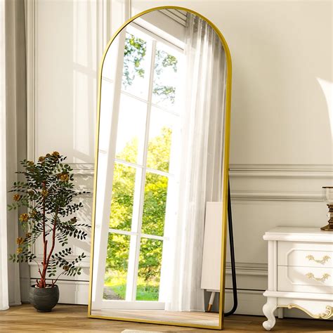 ANYROSE 31x71 Full Length Arched Mirror with Stand Aluminum Alloy Frame ...