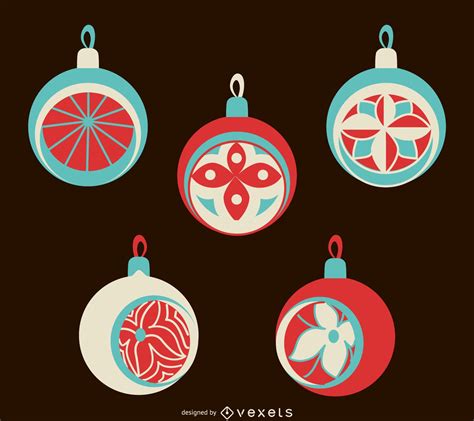 Flat Isolated Christmas Ornament Set Vector Download