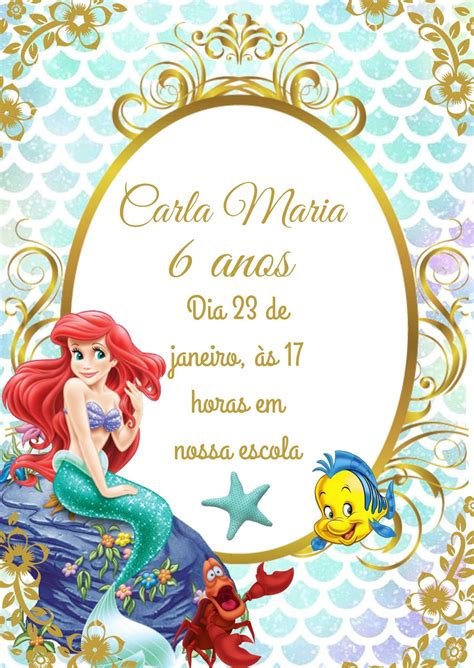 Convite em 2024 | Festa de aniversário da sereia, Festa de aniversário ...
