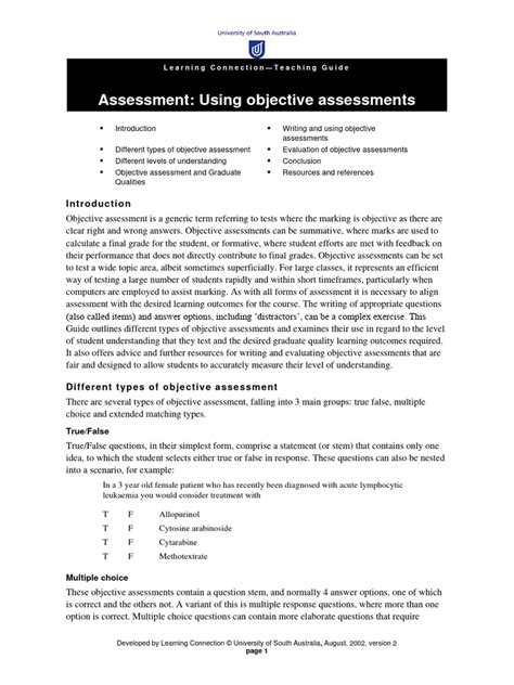 Assessment Objective 的图像结果