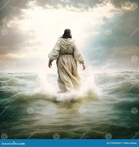 Jesus Christ Walking on Water on the Sea of Galile, Generative AI Stock ...