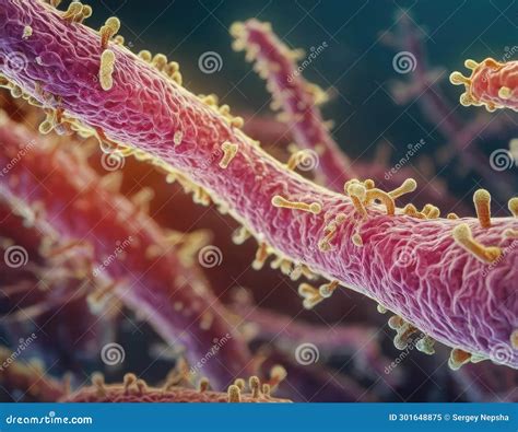 Close Up of Probiotic Bacteria Biology Science Microscopic Medicine Digestion Stomach ...