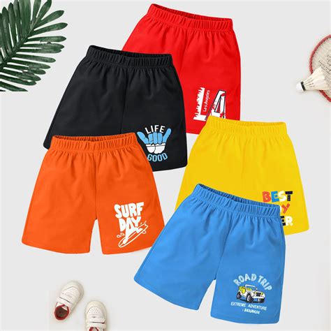 Kuchipoo Boys Regular Fit Cotton Shorts - Pack of 5