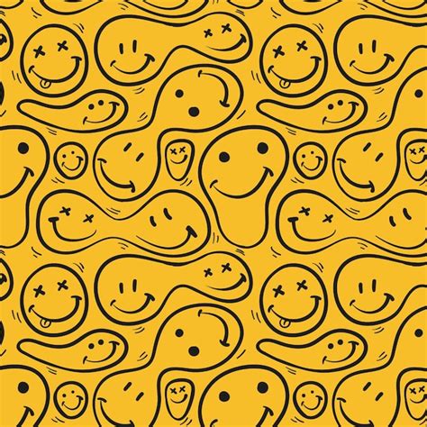 Yellow distorted emoticons pattern | Free Vector