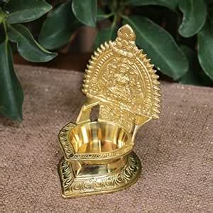 Ambi Home Traditional Brass Kamakshi Deepam, Large Temple Oil Lamp with ...