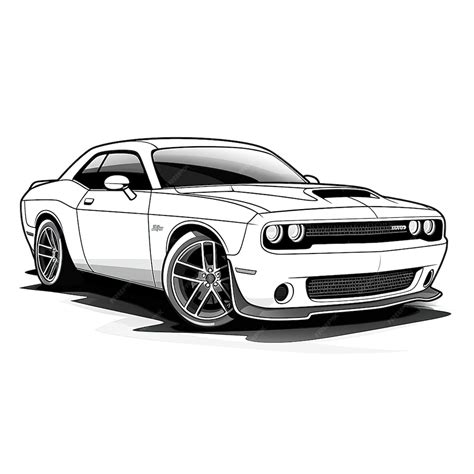 Premium Vector | Dodge challenger hellcat standing in a car show room best hand draw colorful ...