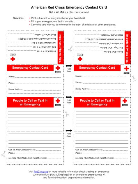 American Red Cross Emergency Contact Card Form - Fill Online, Printable ...