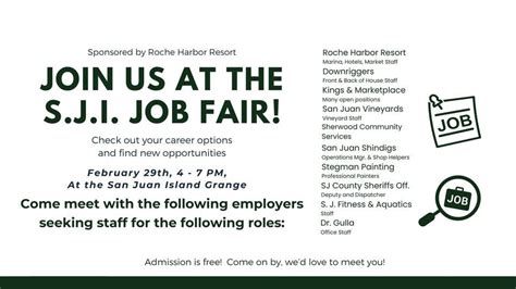 San Juan Island Job Fair, San Juan Island Grange, Friday Harbor, 29 ...