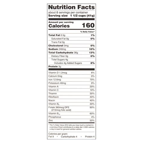 Rice Krispies Nutrition Facts Label