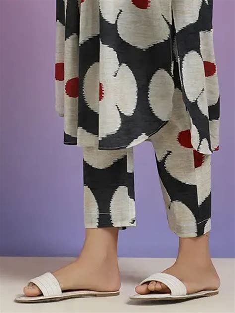 Black Printed Cotton Pants