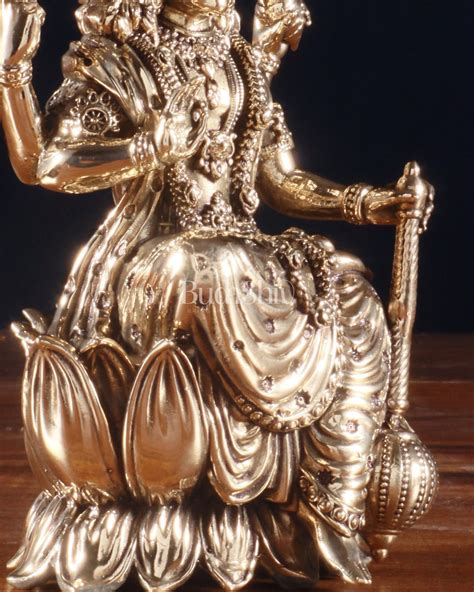 Buy Brass Superfine Lord Vishnu Seated on Lotus Idol - Budhshiv.com