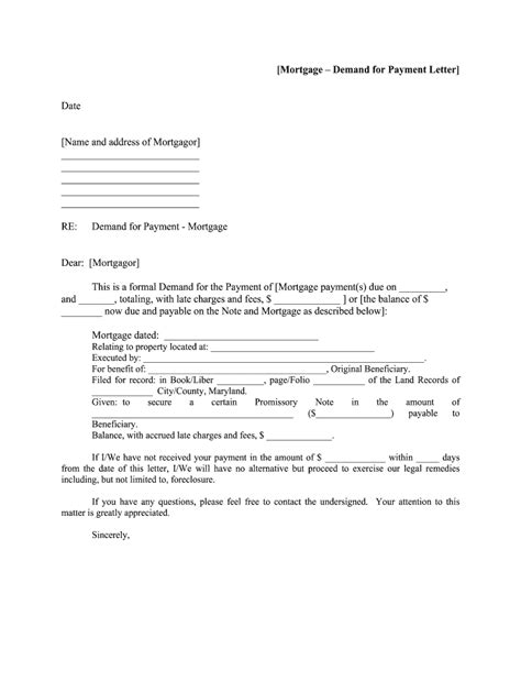Mortgage Demand for Payment Letter - Blank Fillable Template | Fill Out ...