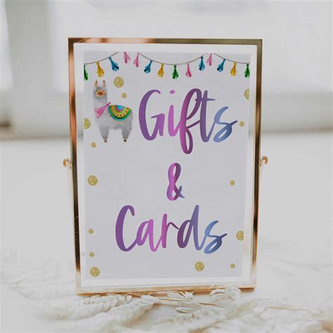 Gifts & Cards Sign - Llama Fiesta Printable Baby Shower Signs ...