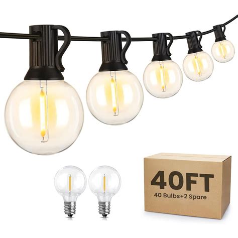 TECPHILE G40 Outdoor String Lights Waterproof & Shatterproof Bulbs ...