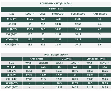 Basic Size Chart – Crunchy Nachos