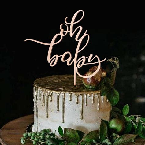Buy YESSWL Oh Baby Cake Topper - Wood Cake Topper for Baby Shower or ...