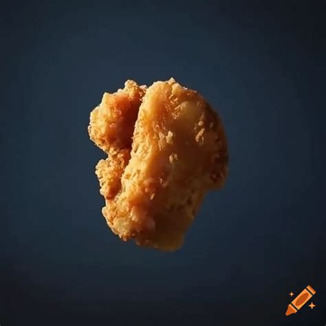 Single burnt chicken nugget on white background on Craiyon