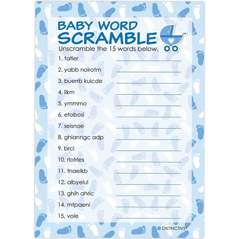 baby shower word unscramble