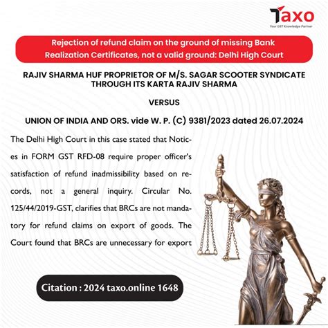 Rejection of refund claim on the ground of missing Bank Realization ...