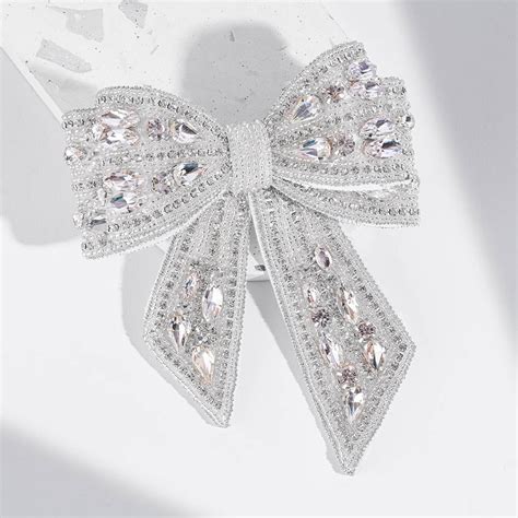 Embellished Crystal Hair Bow Barrette Clip - Silver – Hair Drama Company