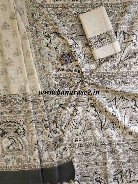 Pure Handloom Khadi Cotton Madhubani Print Salwar Kameez Dupatta Set-B