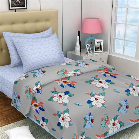 Buy Corsica Glace Multicolour Printed Microfiber Double Bed-In-A-Bag ...