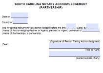 Free South Carolina Notary Acknowledgement Forms - PDF - Word