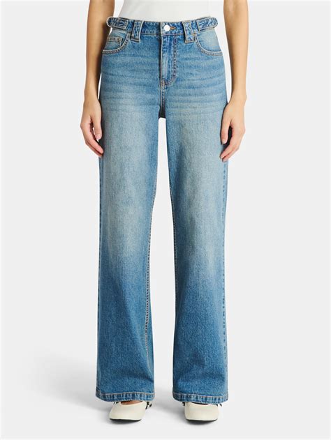 No Boundaries Baggy Carpenter Wide Leg Jeans, 32” Inseam, Women’s Sizes ...