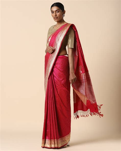 Kaina Kadwa Silk Saree - Dark Pink