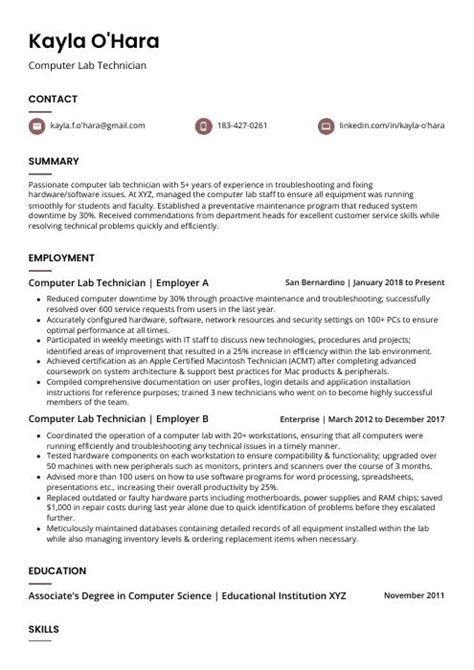 Image result for Computer Lab Assistint Resume