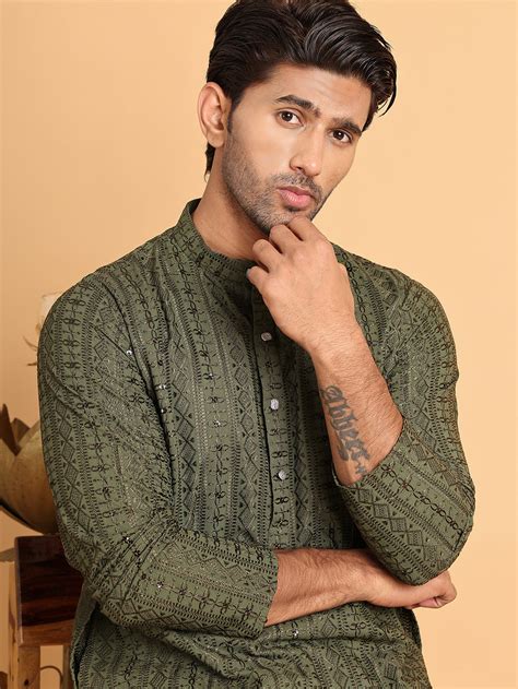 Embroidered Straight Kurta Set For Men – Jompers