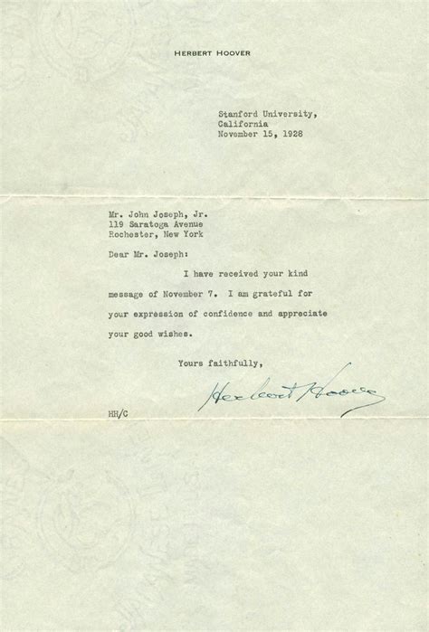 Lot Detail - President Herbert Hoover Signed Typed Letter (JSA)