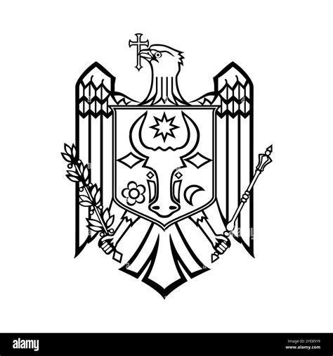 National Emblem of Moldova, Black and White Coat of Arms used in ...