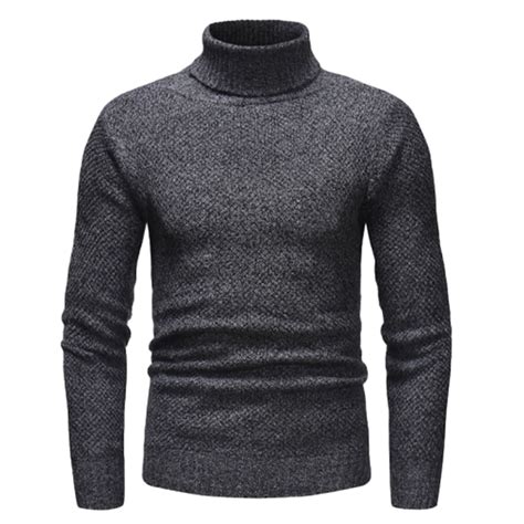 Aueoeo Turtleneck Sweater For Men Casual Acrylic Knitting Pullover Mock ...
