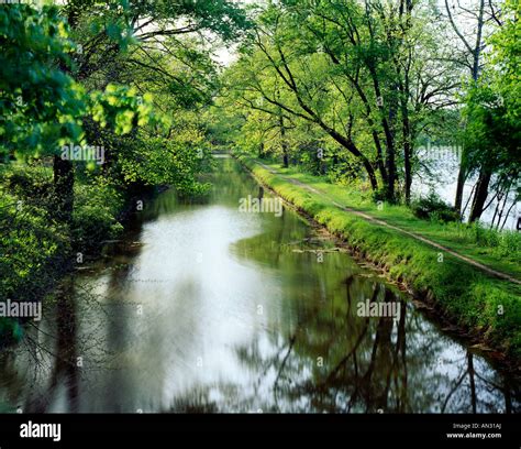 Pennsylvania Canal & Delaware River With A Trail Near Centerbridge ...