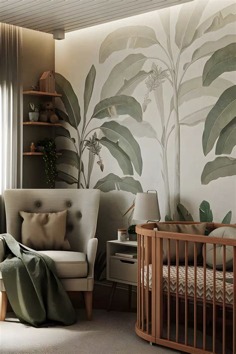 Nature-Inspired Nursery with Tropical Wall Mural