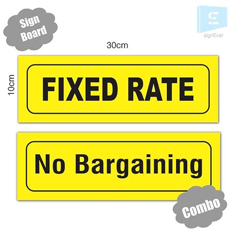 SIGN EVER™ Fixed Rate No Bargaining Combo 3mm Sign Board Yellow Office ...