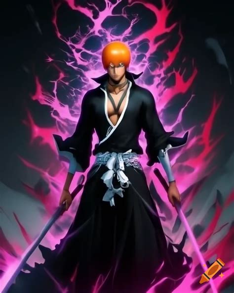 Ichigo Kurosaki in true bankai form with intense spiritual pressure on ...