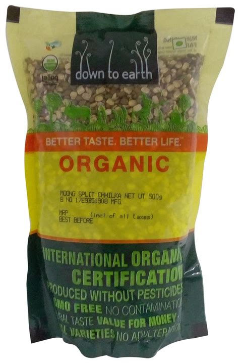 Down To Earth Morarka Organic Pulses - Moong Split Chhilka, 500g Pouch ...
