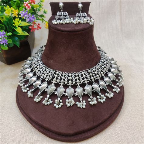 "Rivayat" silver look alike Choker – The Beta Girl Jewellery