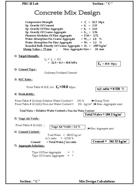 Mix Design Calculation 的图像结果