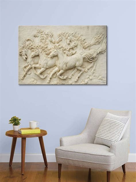 999Store Wooden Stretched Framed painting big size canvas seven horses ...