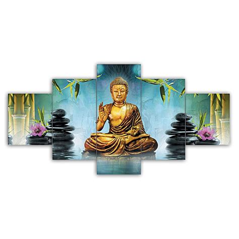 Saumic Craft Set Of Five Gautam Buddha Wall Painting With Frame For ...