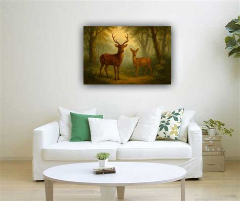 Wall Paintings of Deer | Canvas Wall Art for East Direction | Modern ...