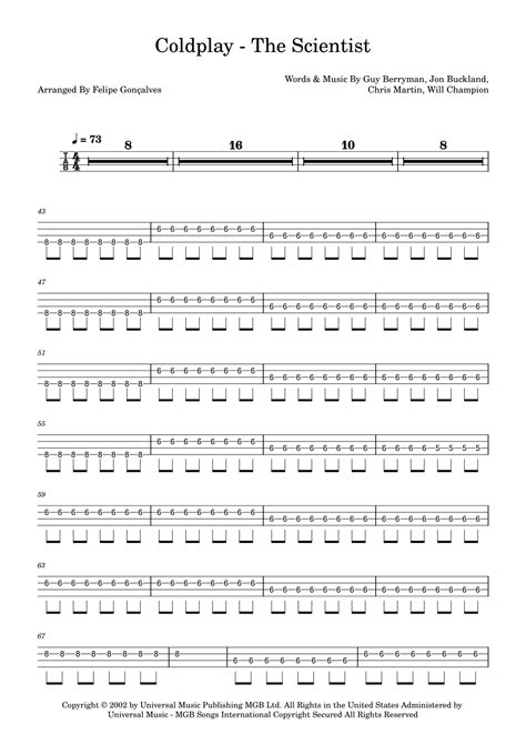 The Scientist (arr. Felipe Gonçalves) by Coldplay Sheet Music for Bass ...