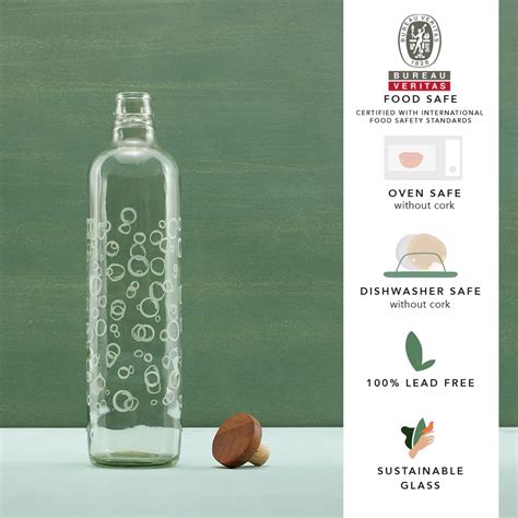 Ellementry bubbles glass water bottle with wooden stopper| 750 ml ...